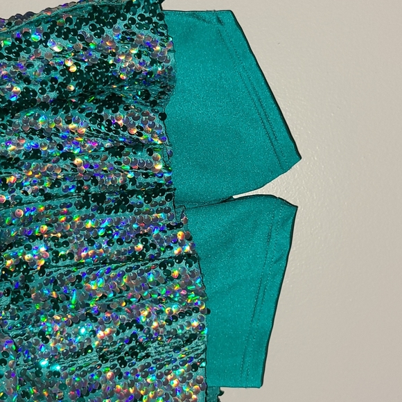 Teal Sequined Performance Jumpsuit - Picture 7 of 12